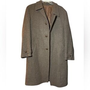 VERY NICE Men's Wool Coat Brown Long Plaid Lining 52